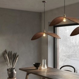 Suspension en bois massif, plafonnier rétro créatif