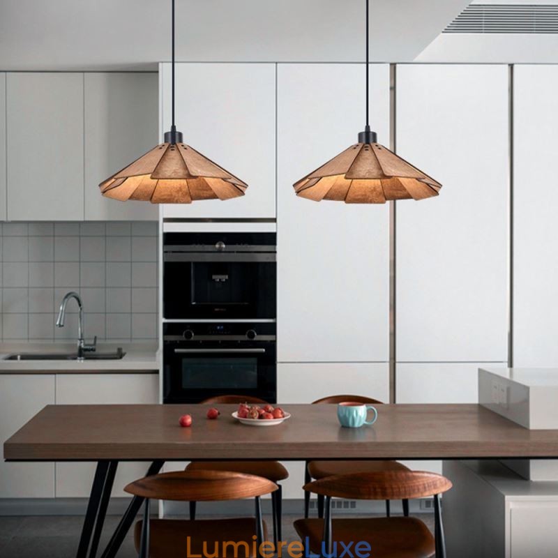 Suspension rétro, plafonnier créatif en bois