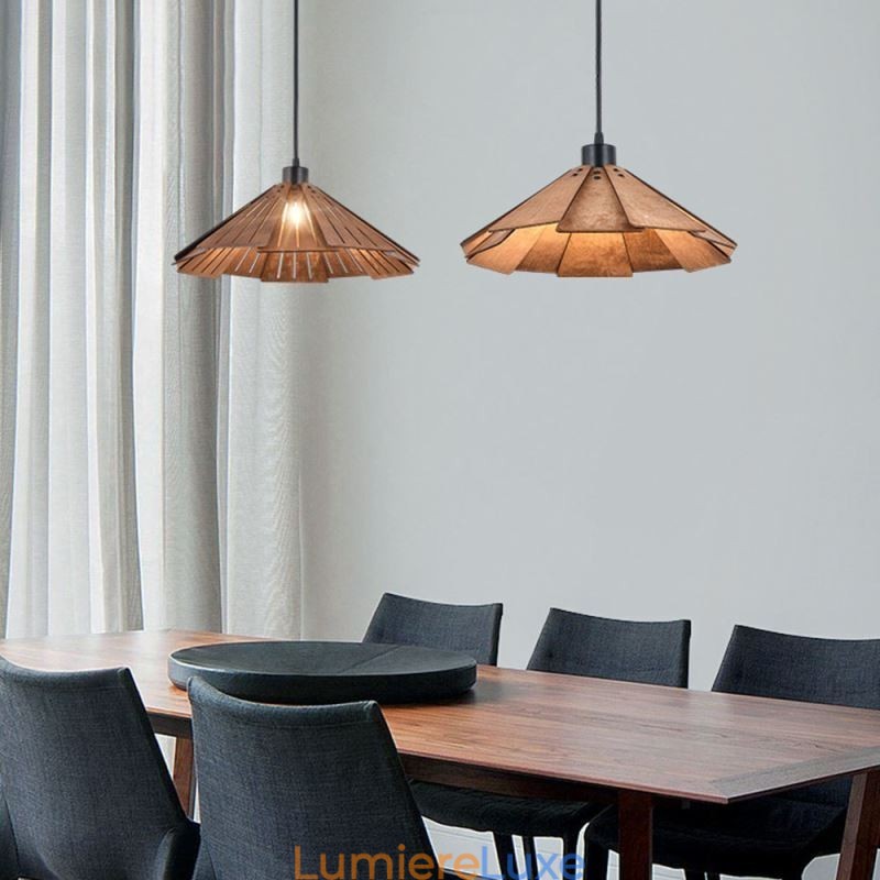 Suspension rétro, plafonnier créatif en bois