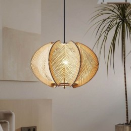 Suspension nordique rétro style Wabi Sabi, plafonnier en bois massif fait main