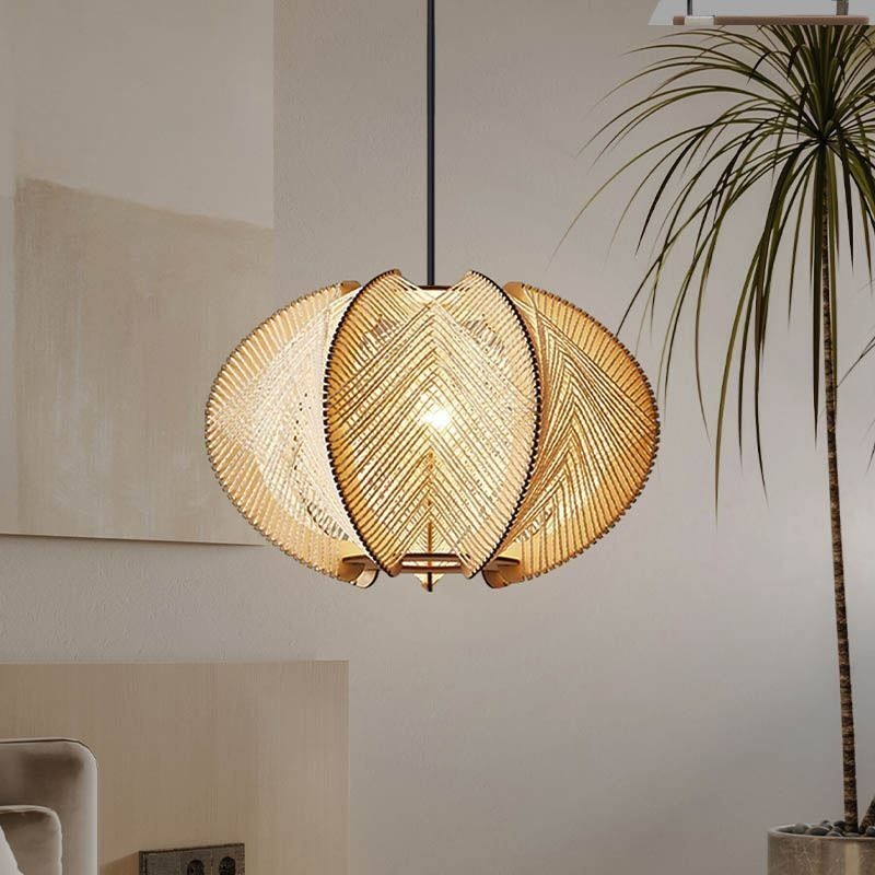 Suspension nordique rétro style Wabi Sabi, plafonnier en bois massif fait main