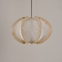 Suspension nordique rétro style Wabi Sabi, plafonnier en bois massif fait main