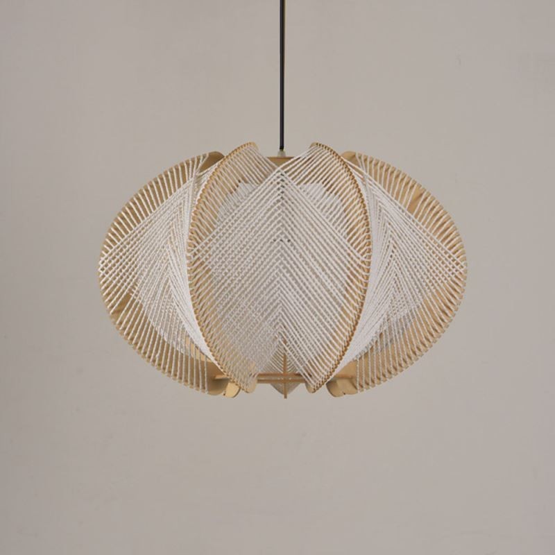 Suspension nordique rétro style Wabi Sabi, plafonnier en bois massif fait main