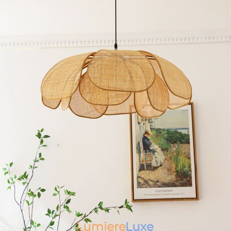 Suspension en rotin tissé à la main style Wabi Sabi
