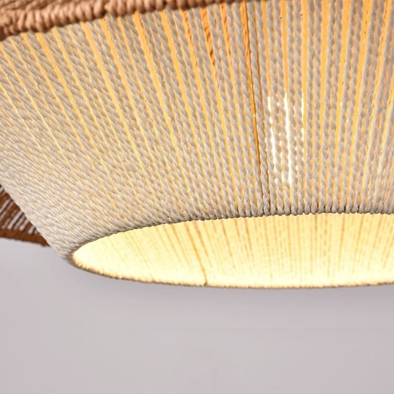 Suspension en corde de chanvre, plafonnier tissé à la main