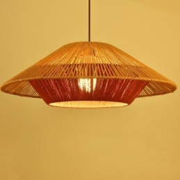 Suspension en corde de chanvre, plafonnier tissé à la main