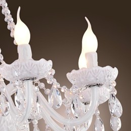 Lustre en cristal blanc moderne à 8 lumières