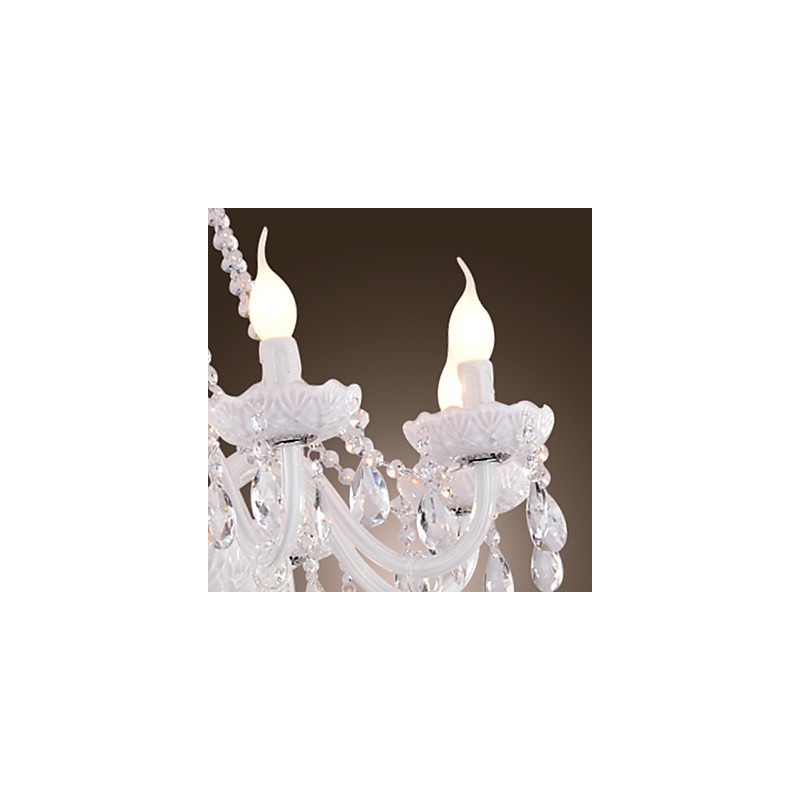 Lustre en cristal blanc moderne à 8 lumières
