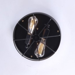 Plafonnier industriel en métal à cage, luminaire encastré rustique