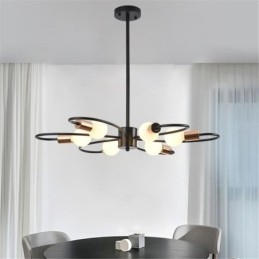 Lustre rustique à 6 lumières, style classique, à pétales, suspension au plafond