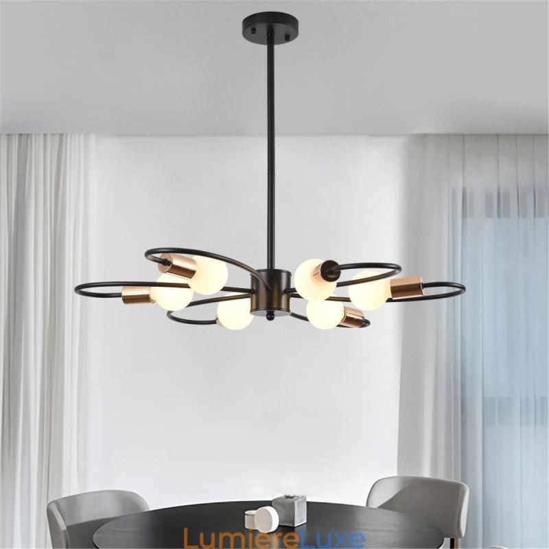 Lustre rustique à 6 lumières, style classique, à pétales, suspension au plafond
