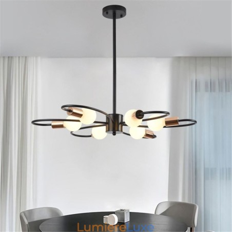 Lustre rustique à 6 lumières, style classique, à pétales, suspension au plafond Lustre rustique à 6 lumières, style classique, à pétales, suspension au plafond