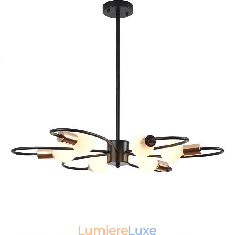 Lustre rustique à 6 lumières, style classique, à pétales, suspension au plafond