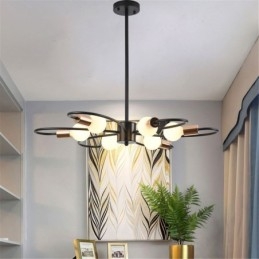 Lustre rustique à 6 lumières, style classique, à pétales, suspension au plafond