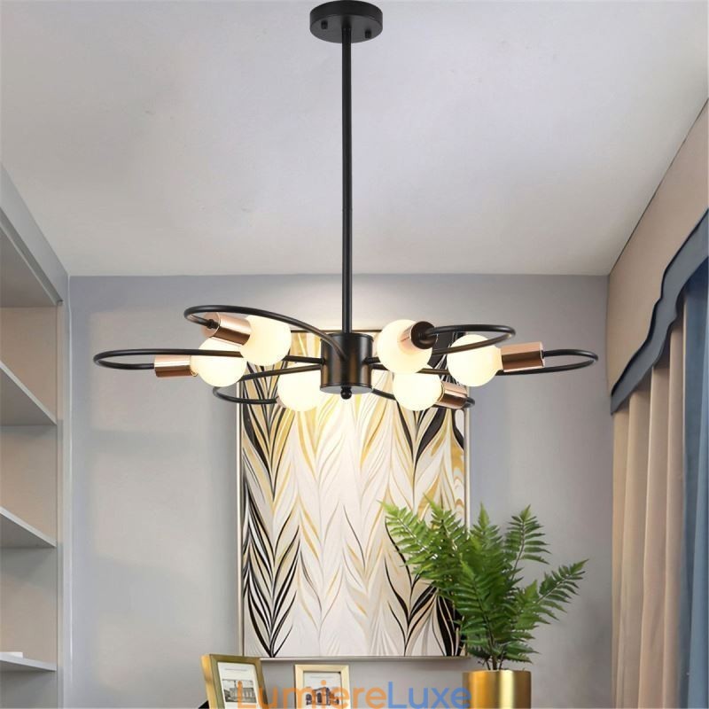 Lustre rustique à 6 lumières, style classique, à pétales, suspension au plafond