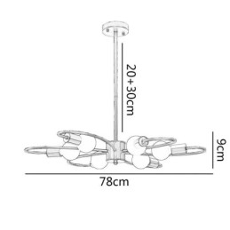 Lustre rustique à 6 lumières, style classique, à pétales, suspension au plafond