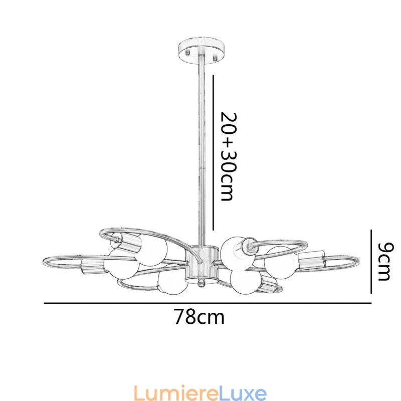 Lustre rustique à 6 lumières, style classique, à pétales, suspension au plafond
