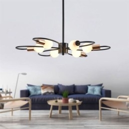 Lustre rustique à 6 lumières, style classique, à pétales, suspension au plafond