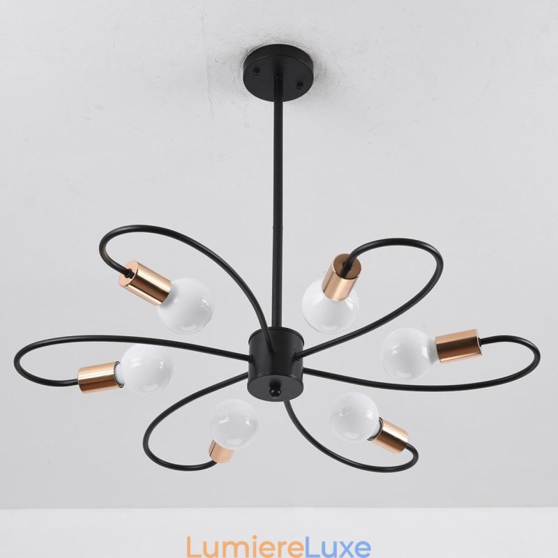 Lustre rustique à 6 lumières, style classique, à pétales, suspension au plafond