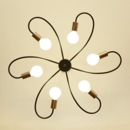Lustre rustique à 6 lumières, style classique, à pétales, suspension au plafond