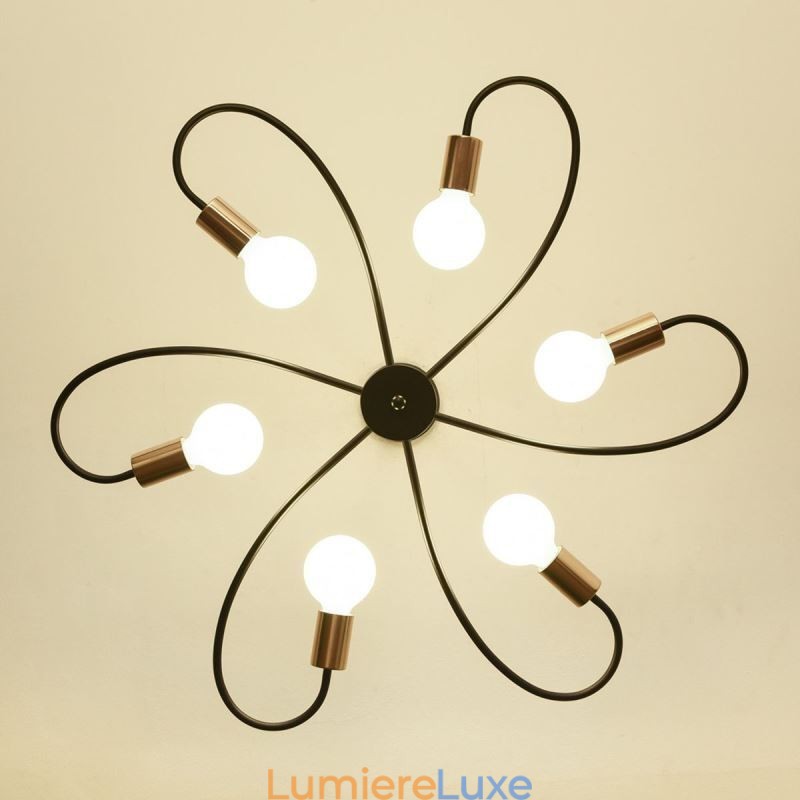 Lustre rustique à 6 lumières, style classique, à pétales, suspension au plafond