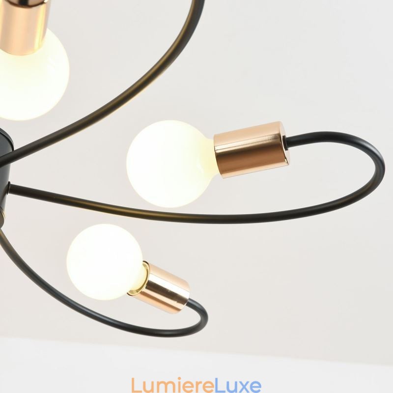 Lustre rustique à 6 lumières, style classique, à pétales, suspension au plafond