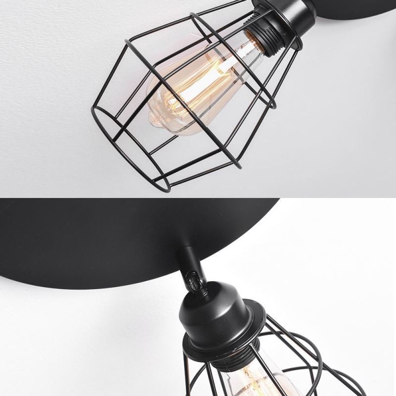 Plafonnier industriel encastré à 3 lampes avec cage métallique