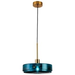 Suspension ronde en verre et fer forgé, design minimaliste et moderne