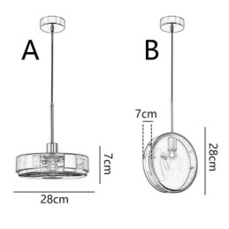 Suspension ronde en verre et fer forgé, design minimaliste et moderne