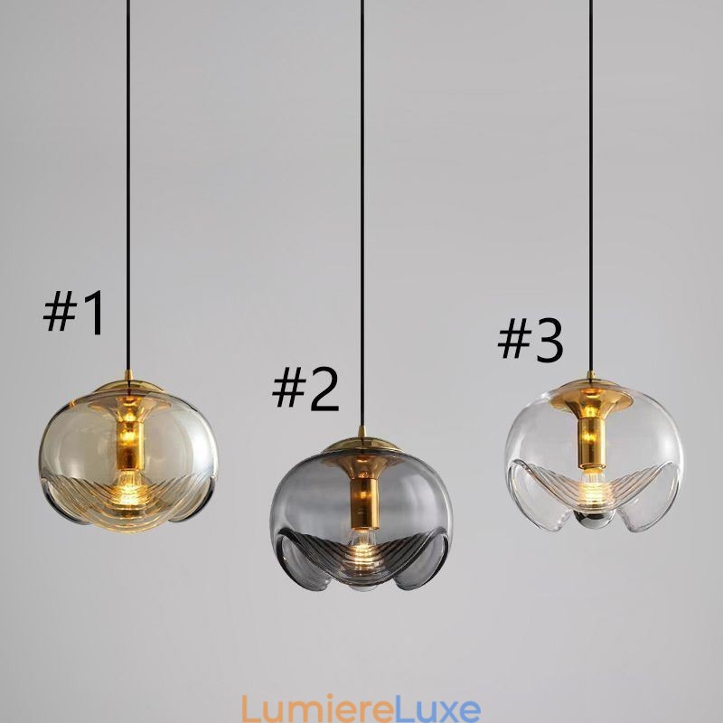 Suspension en verre Stamen, plafonnier moderne et minimaliste en fer forgé