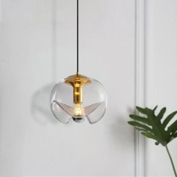 Suspension en verre Stamen, plafonnier moderne et minimaliste en fer forgé