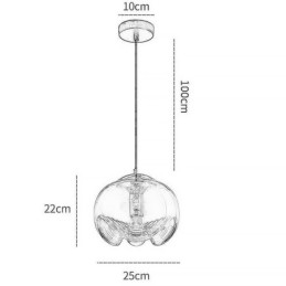 Suspension en verre Stamen, plafonnier moderne et minimaliste en fer forgé