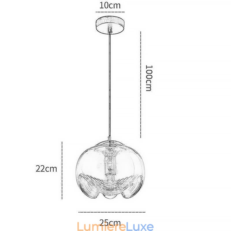 Suspension en verre Stamen, plafonnier moderne et minimaliste en fer forgé