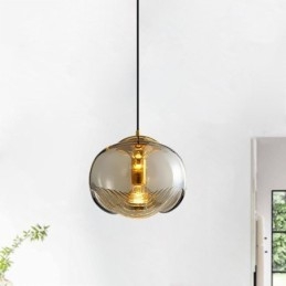 Suspension en verre Stamen, plafonnier moderne et minimaliste en fer forgé