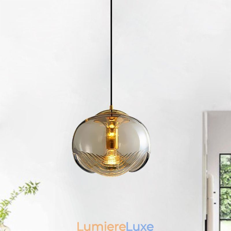Suspension en verre Stamen, plafonnier moderne et minimaliste en fer forgé