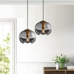 Suspension en verre Stamen, plafonnier moderne et minimaliste en fer forgé