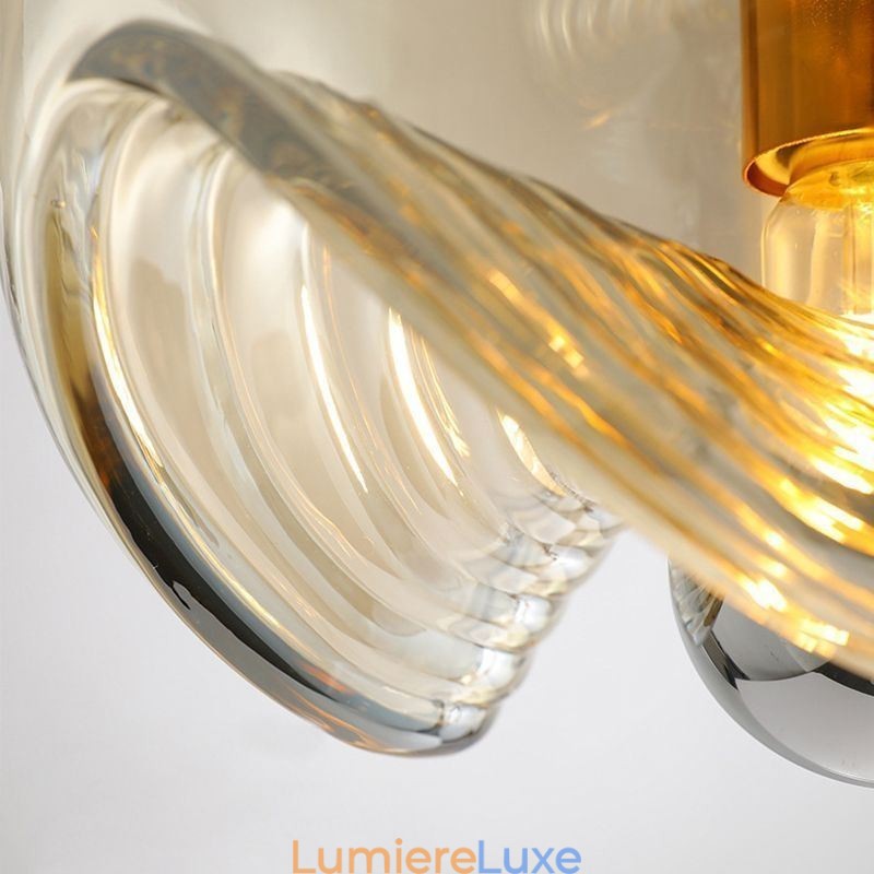 Suspension en verre Stamen, plafonnier moderne et minimaliste en fer forgé