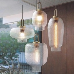 Suspension en verre dépoli, plafonnier moderne minimaliste en fer forgé