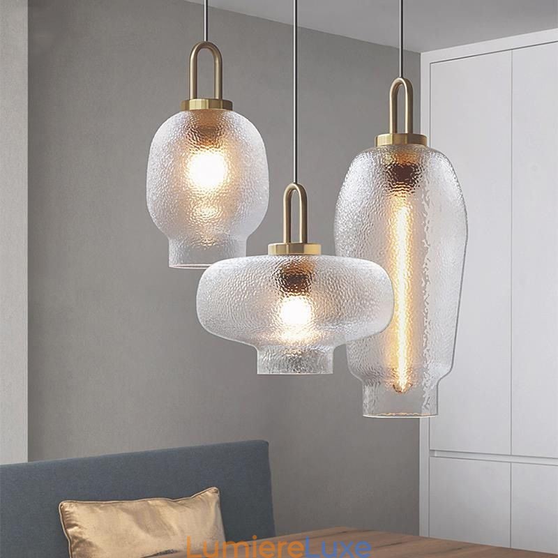 Suspension en verre dépoli, plafonnier moderne minimaliste en fer forgé