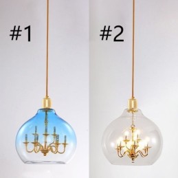 Suspension en verre, plafonnier moderne minimaliste en fer forgé, 9 lumières