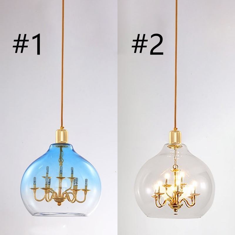 Suspension en verre, plafonnier moderne minimaliste en fer forgé, 9 lumières