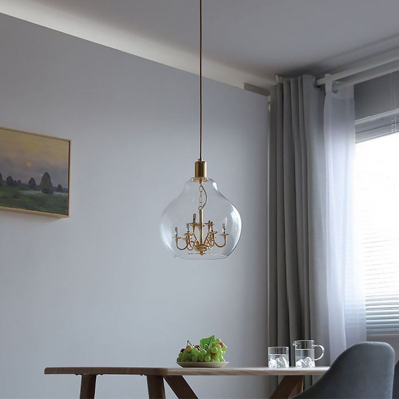 Suspension en verre, plafonnier moderne minimaliste en fer forgé, 9 lumières