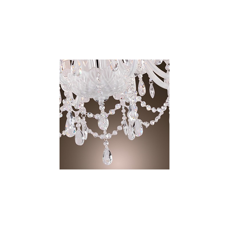 Lustre en cristal blanc moderne à 8 lumières