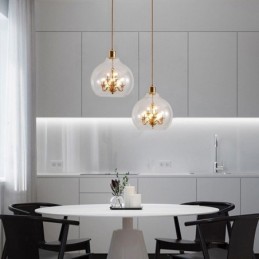 Suspension en verre, plafonnier moderne minimaliste en fer forgé, 9 lumières