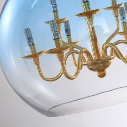 Suspension en verre, plafonnier moderne minimaliste en fer forgé, 9 lumières