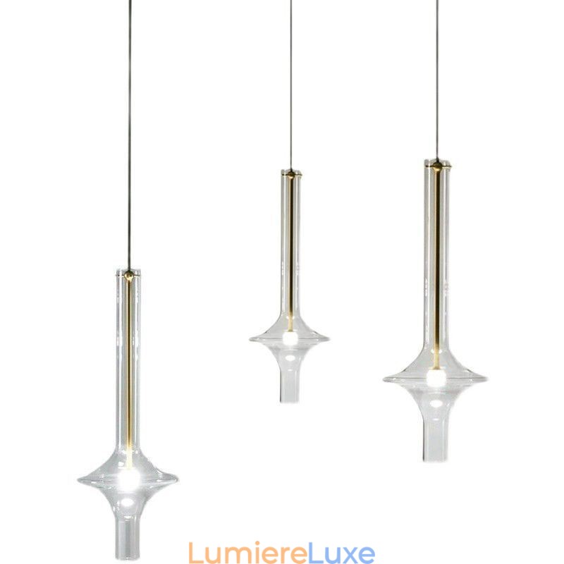 Suspension tube en verre, plafonnier moderne minimaliste en fer forgé