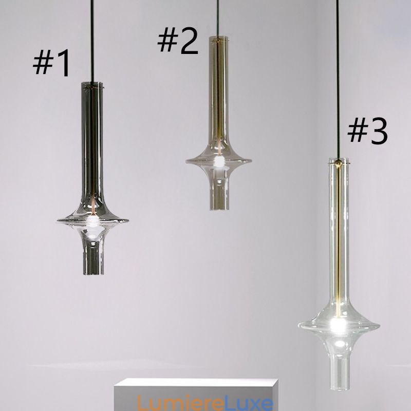 Suspension tube en verre, plafonnier moderne minimaliste en fer forgé
