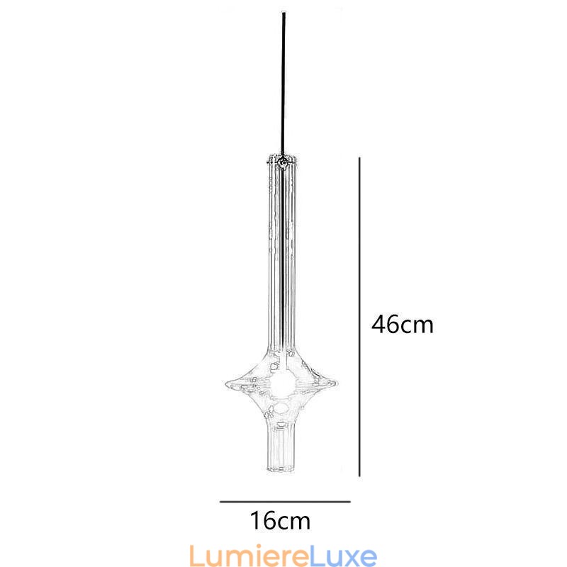 Suspension tube en verre, plafonnier moderne minimaliste en fer forgé