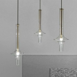 Suspension tube en verre, plafonnier moderne minimaliste en fer forgé