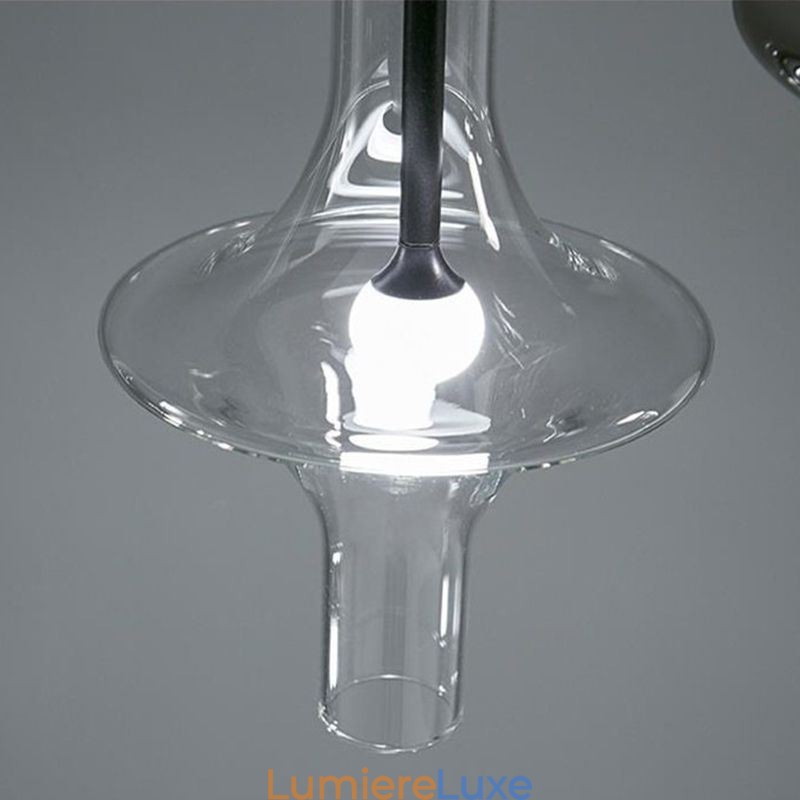 Suspension tube en verre, plafonnier moderne minimaliste en fer forgé